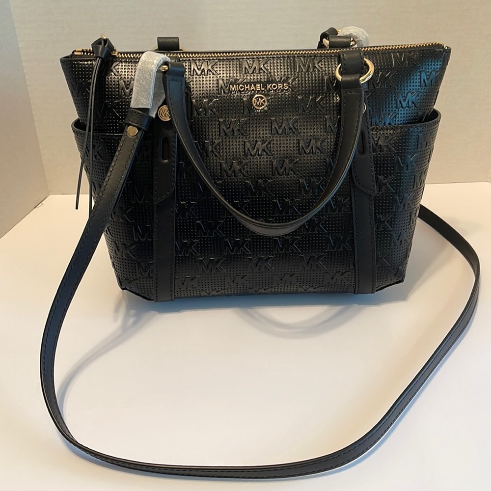 NWT MICHAEL Michael Kors Logo Sullivan Convertible Top Zip Tote